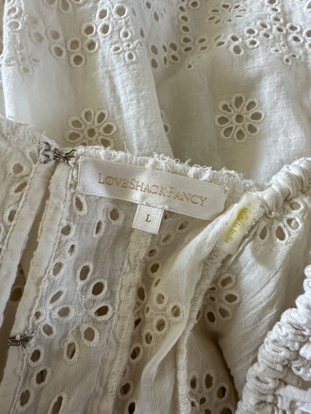 Love Shack fancy cream eyelet dress size large - Picture 5 of 6